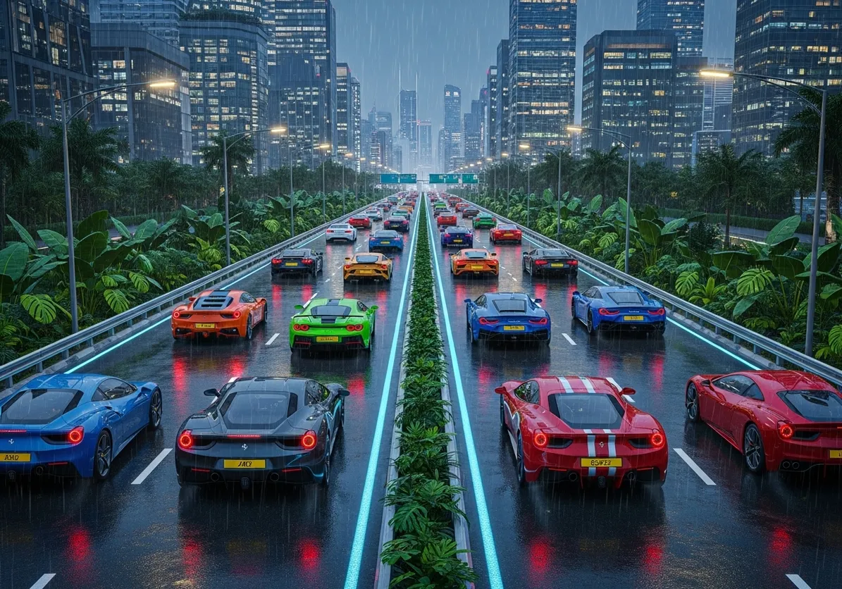 Ferrari Stuck in Traffic